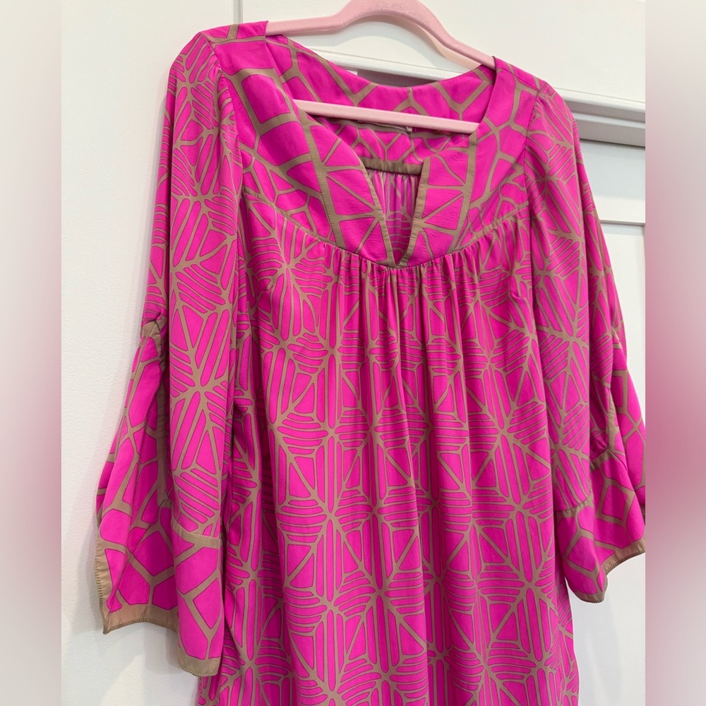 Chic Pink Patterned Mini Dress